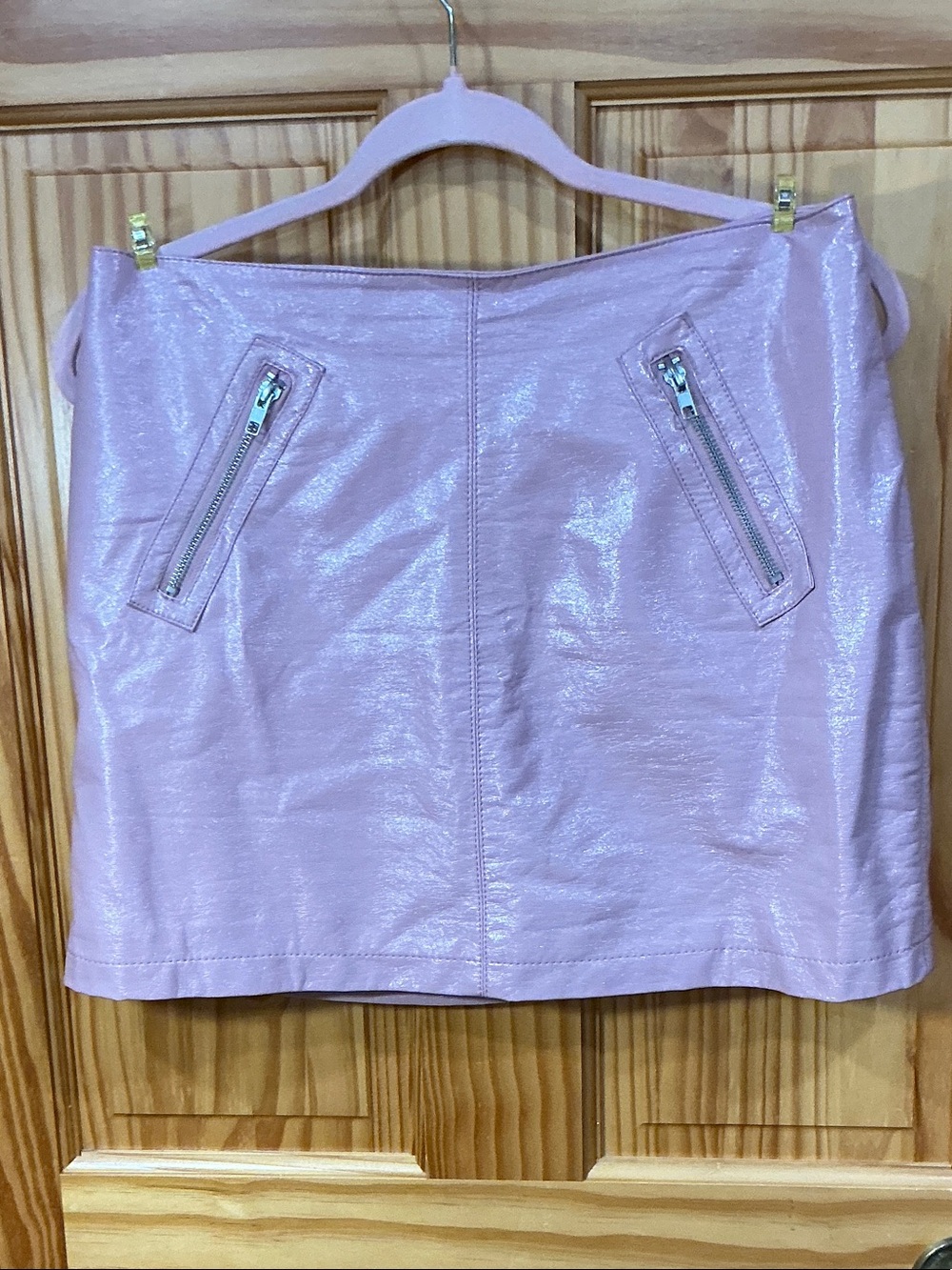 Forever 21 Shimmery Light Pink Mini Skirt with Zip Details